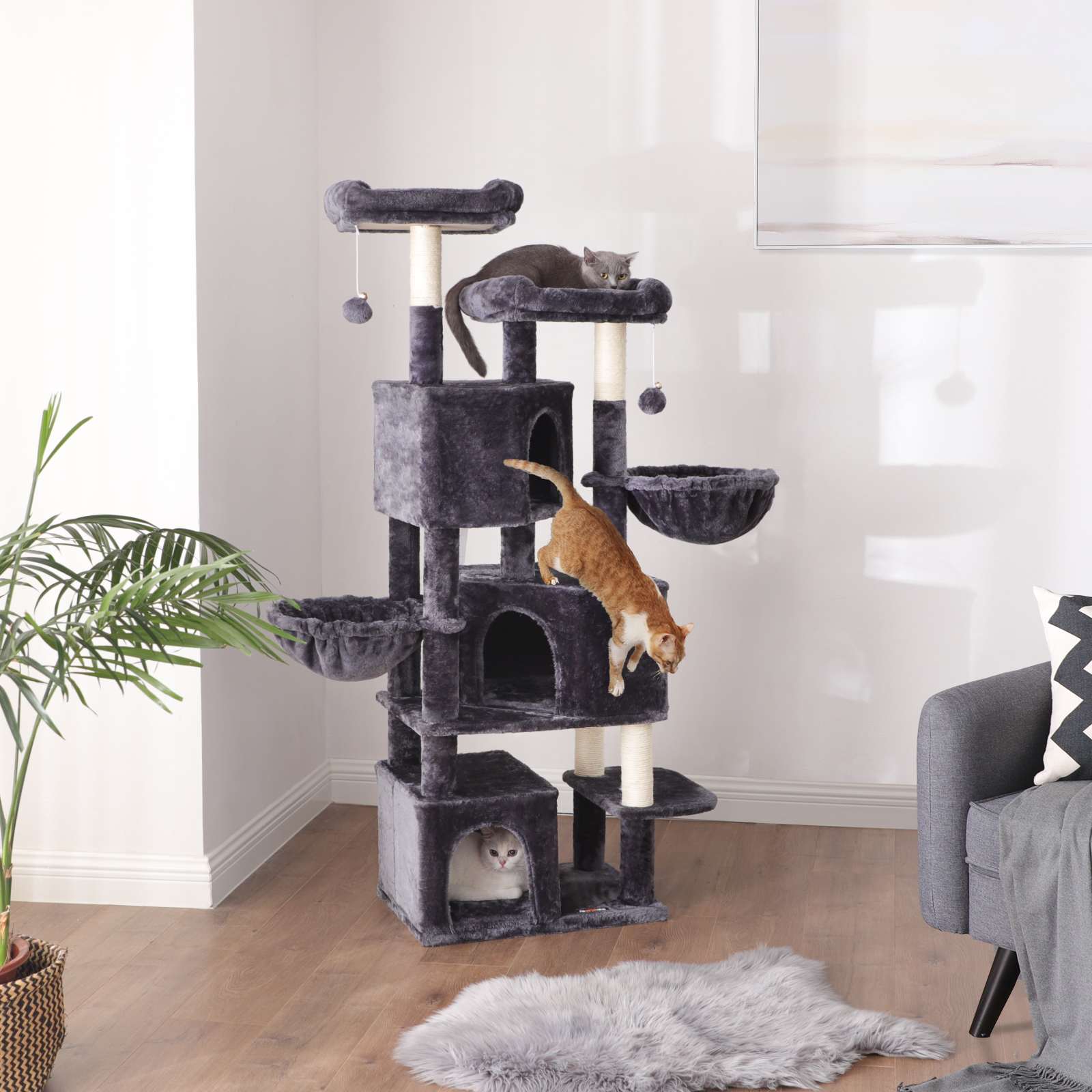 Cat Tree with 3 Condos FEANDREA Cat Tree