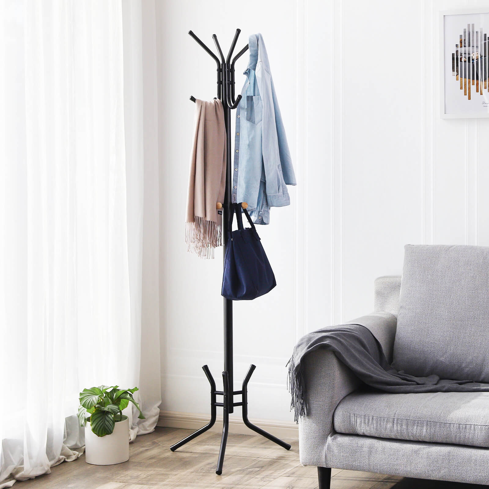 Black Metal Coat Stand for Sale Home Furniture SONGMICS