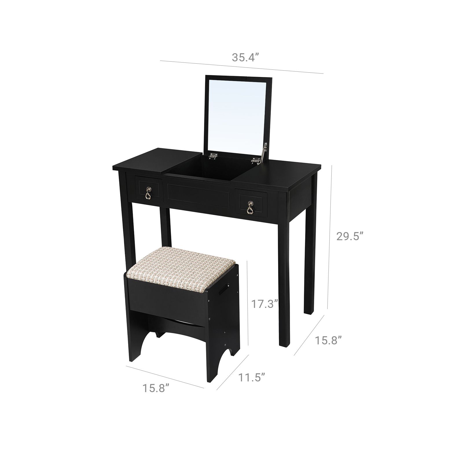 Hidden Mirror Makeup Vanity Set Home Furniture VASAGLE by SONGMICS