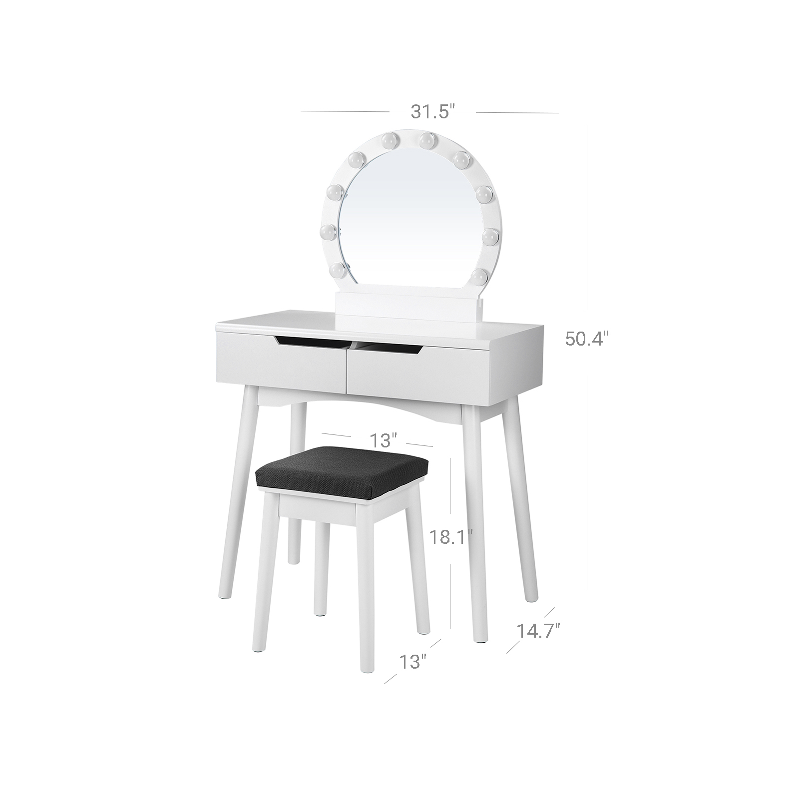 White Makeup Vanity Set with lights | Home Furniture | VASAGLE by SONGMICS