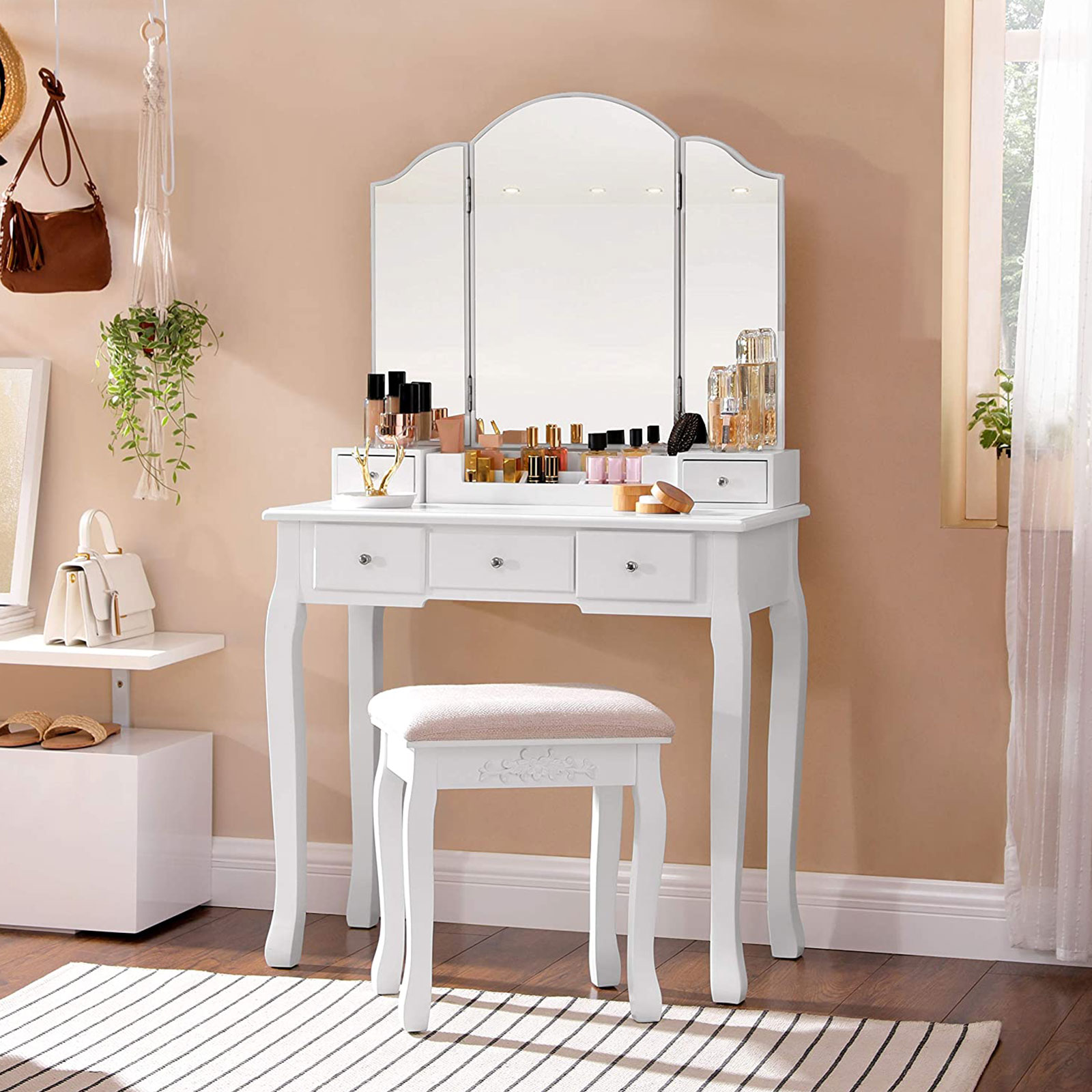 Makeup Vanity Set with Mirror & Drawers  Home Furniture  VASAGLE by 