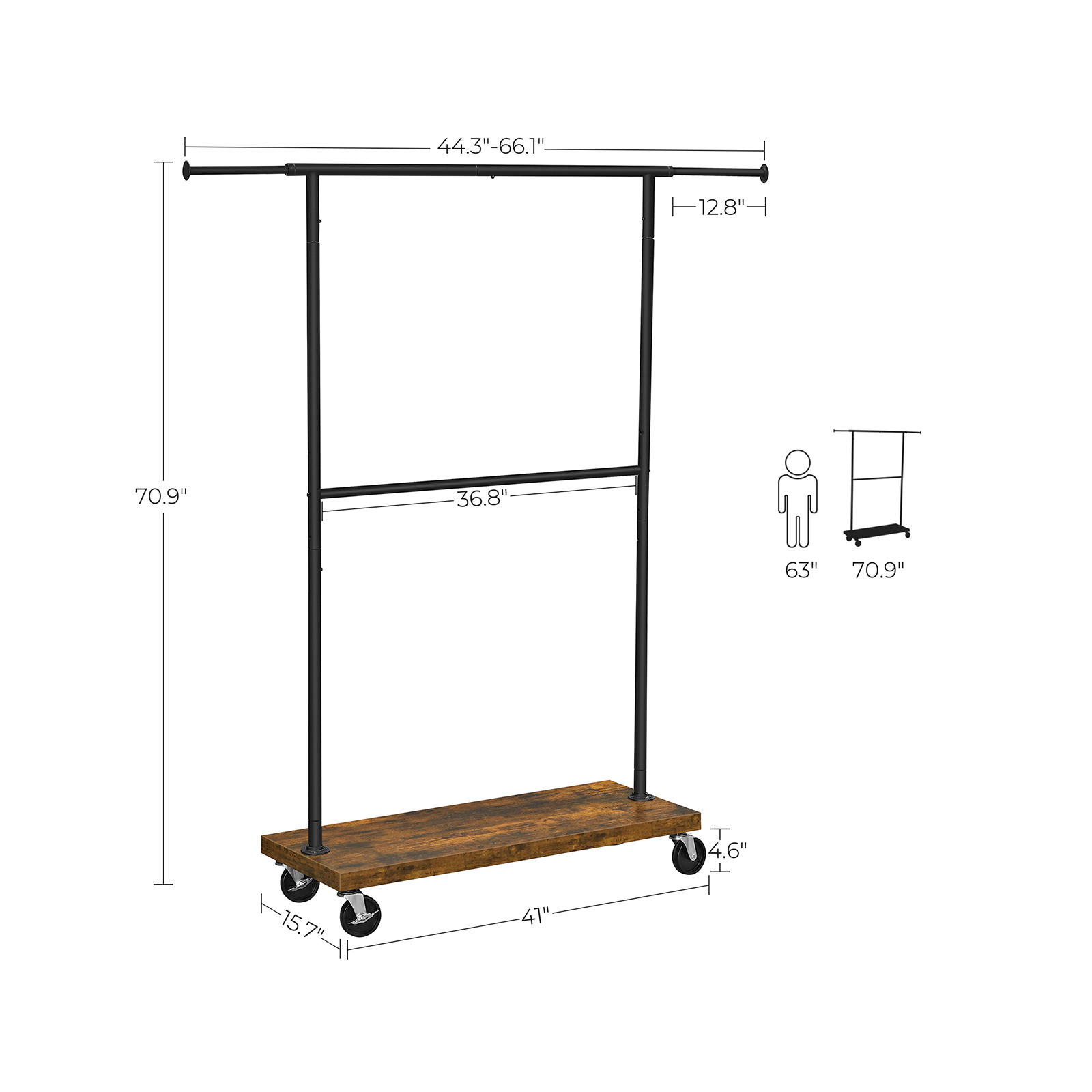 Industrial Garment Rack on Wheels Home Storage & Organization