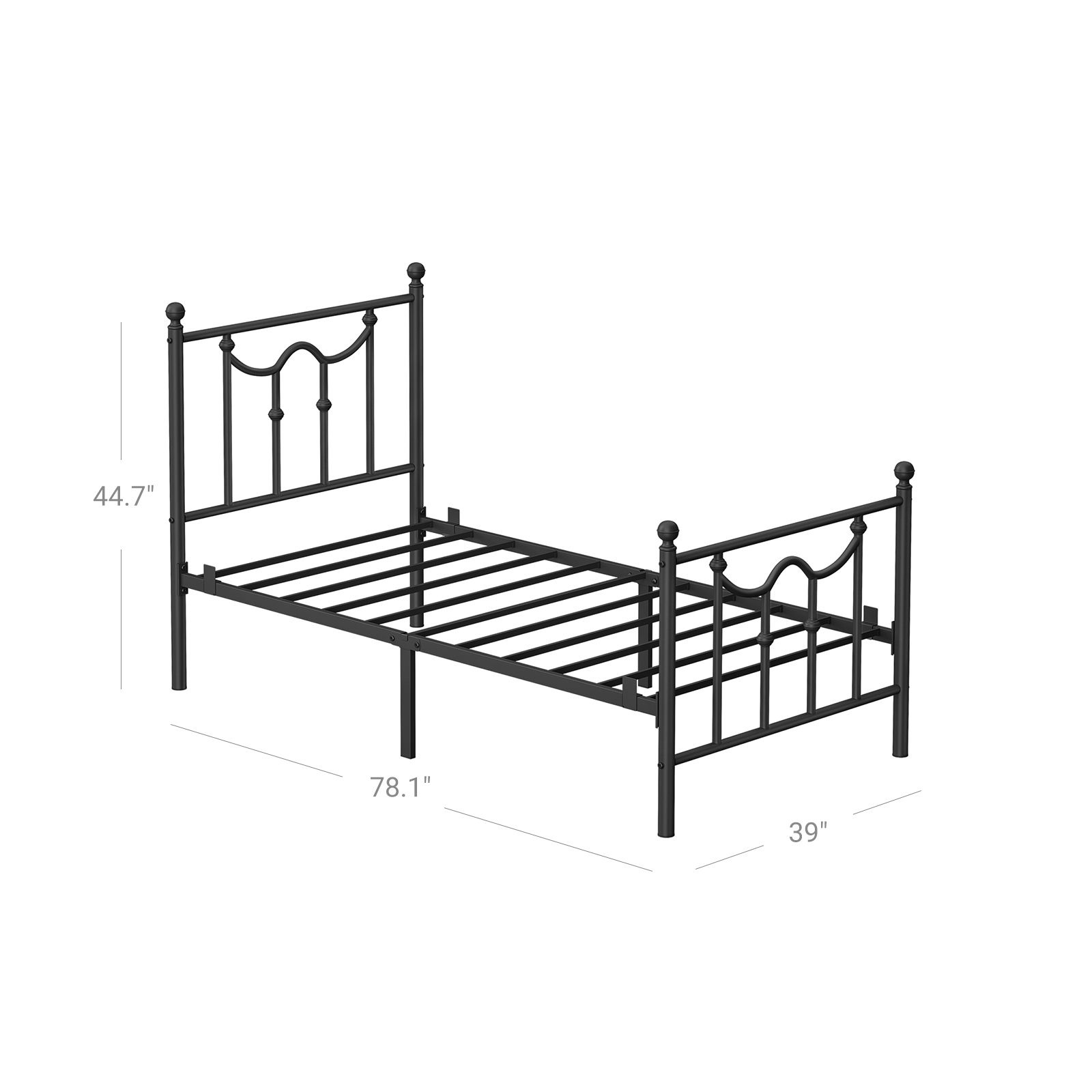 VASAGLE Twin Size Metal Bed Frame with Headboard, Footboard, No Box ...