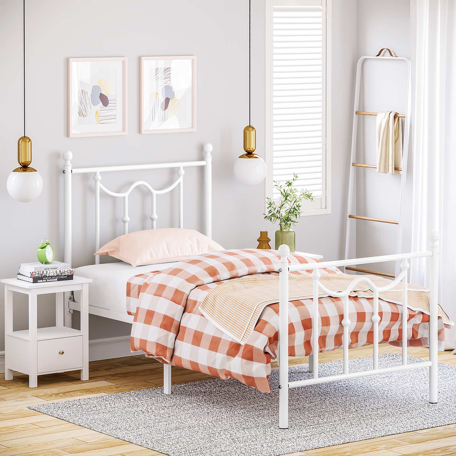 VASAGLE Twin Size Metal Bed Frame with Headboard, Footboard, No Box ...