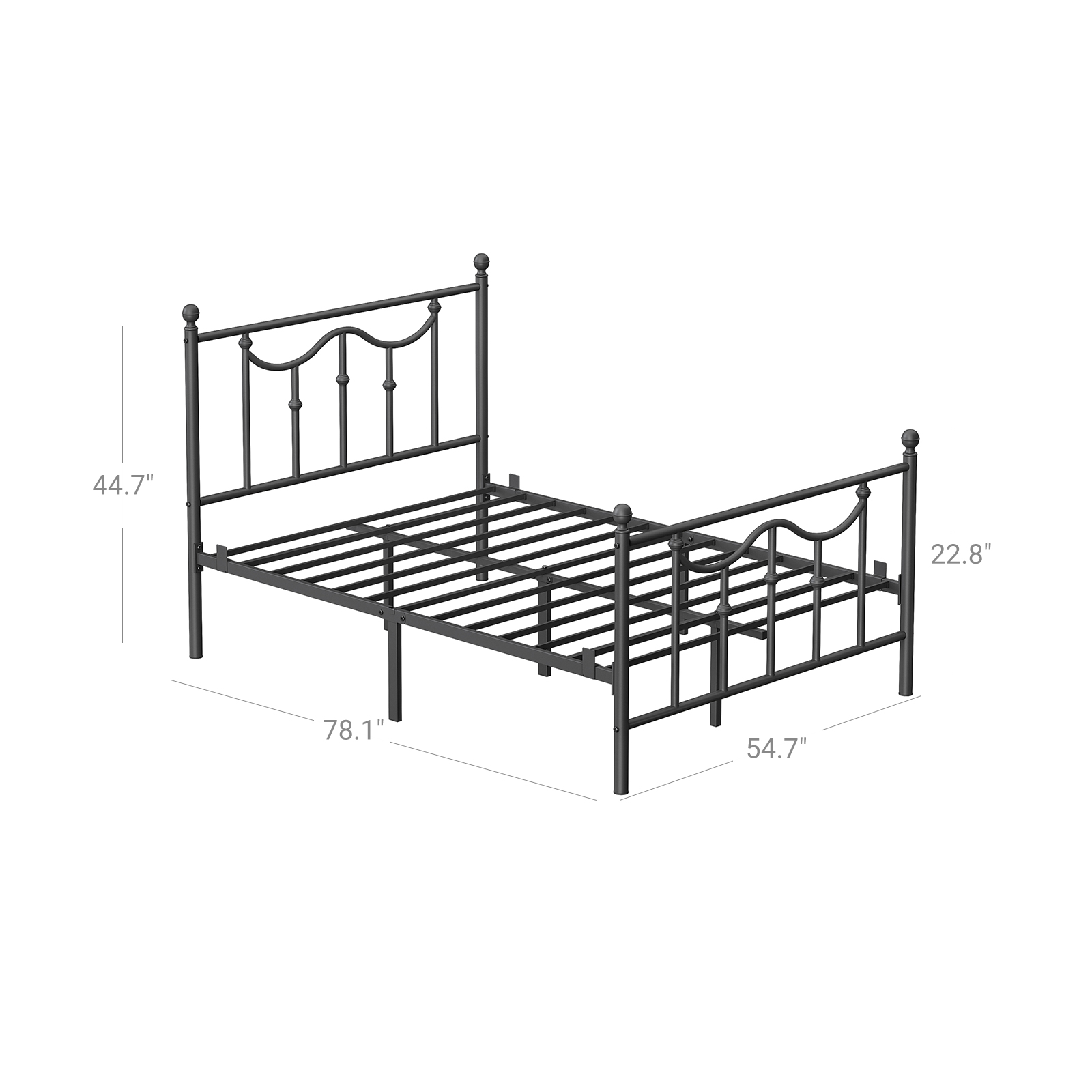 Black Metal Bed Frame with Headboard | Home Furniture | VASAGLE by SONGMICS