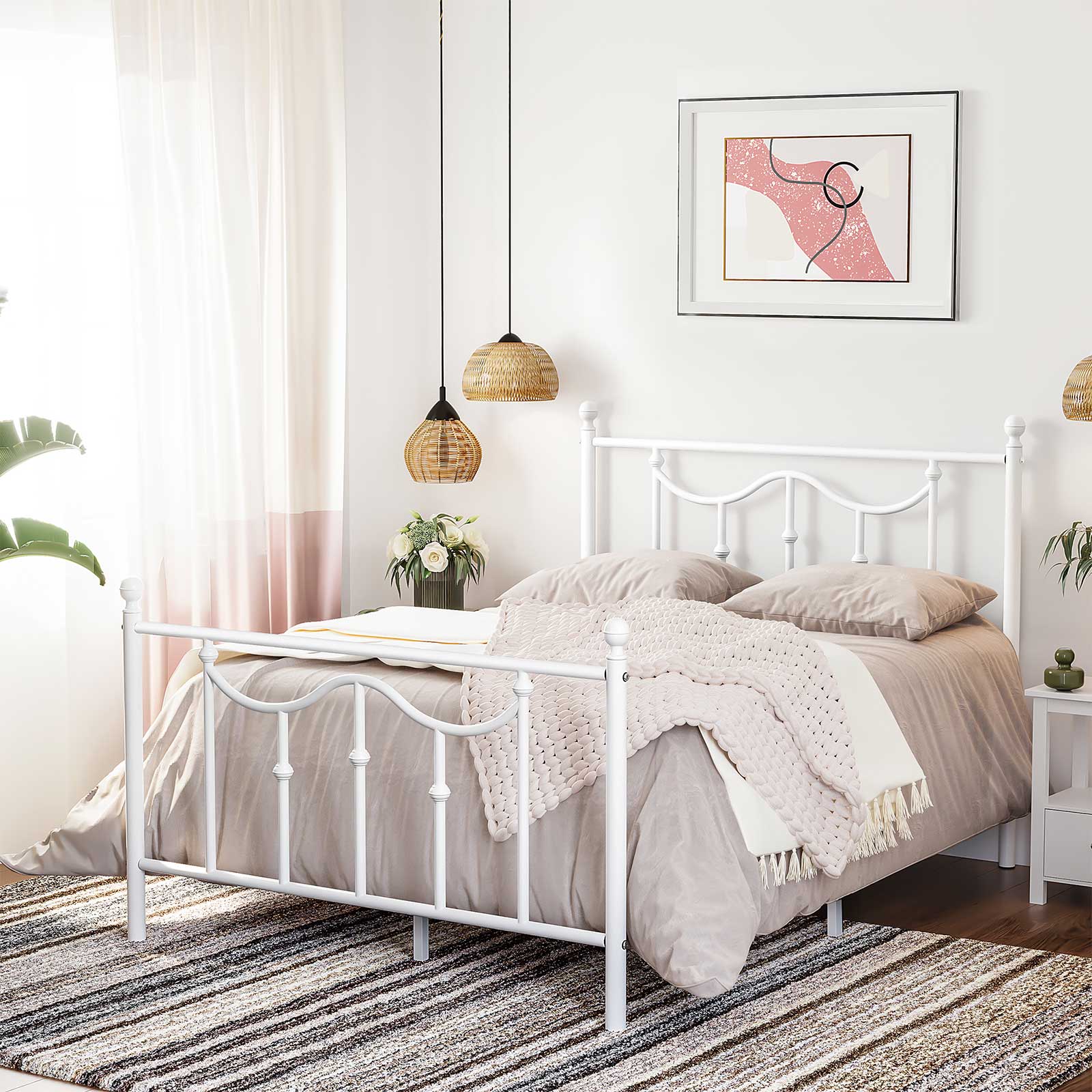 VASAGLE Full Size Metal Bed Frame with Headboard, Footboard, No Box