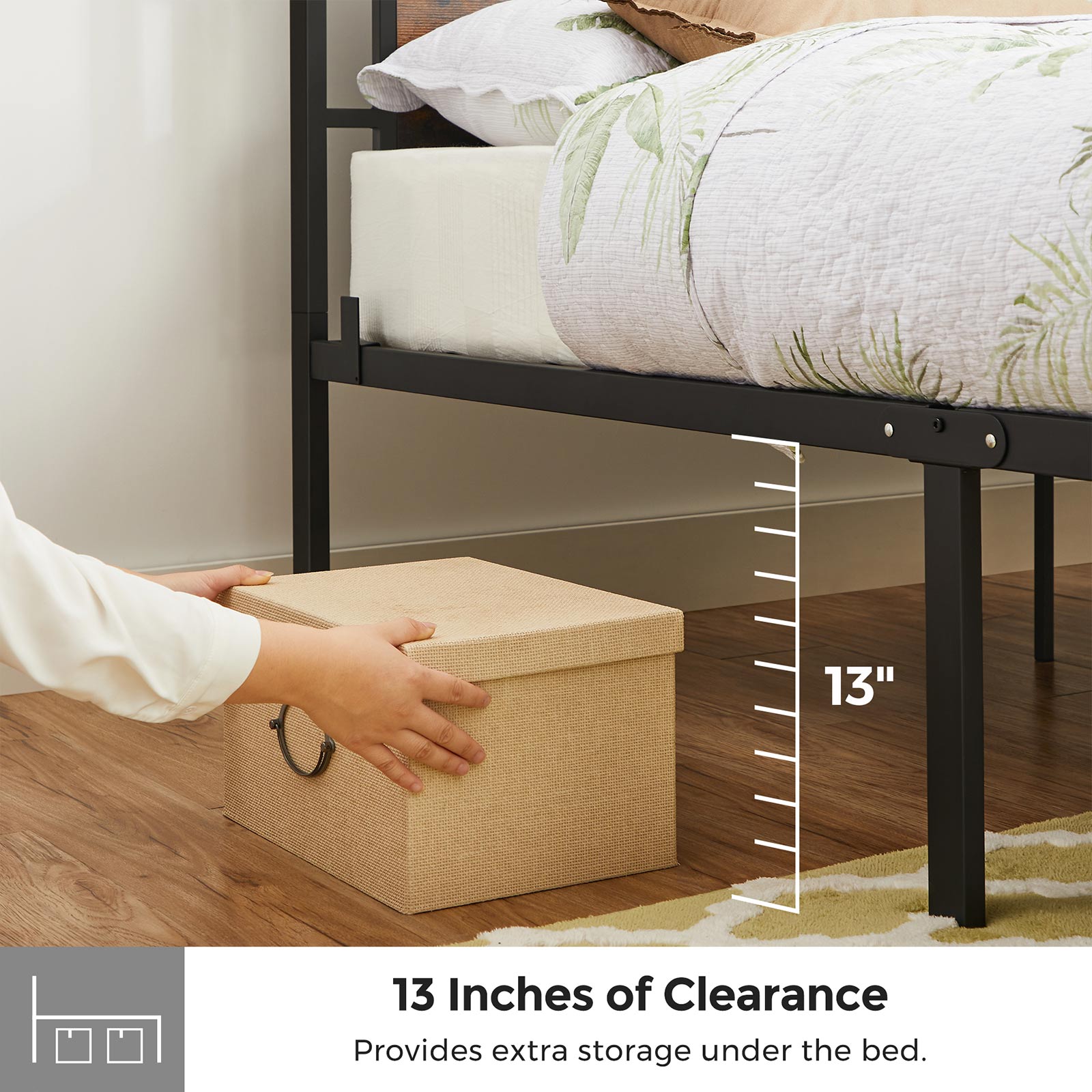 FullSize Metal Bed Frame with Headboard Home Furniture VASAGLE by