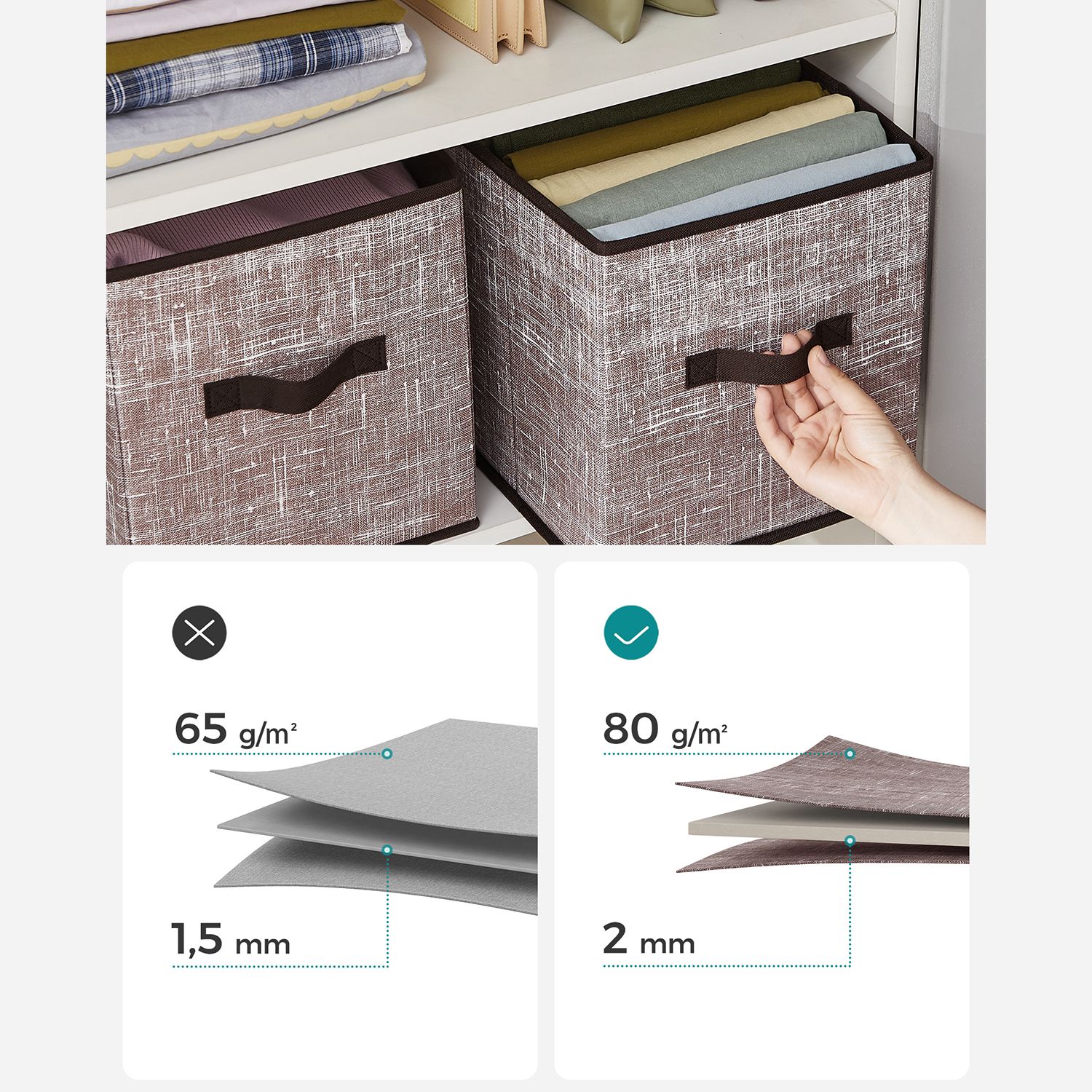 Set of 6 NonWoven Storage Cubes with Double Handles SONGMICS