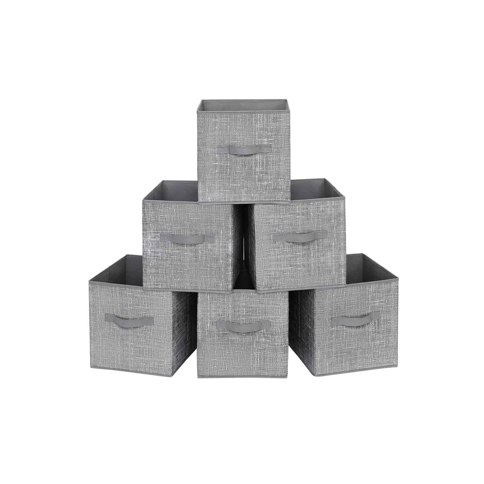 SONGMICS set of 6 Fabric Foldable storage Box Drawer Cubes with fingerhole Black 30 x 30 x 30 cm RFB02H-3 