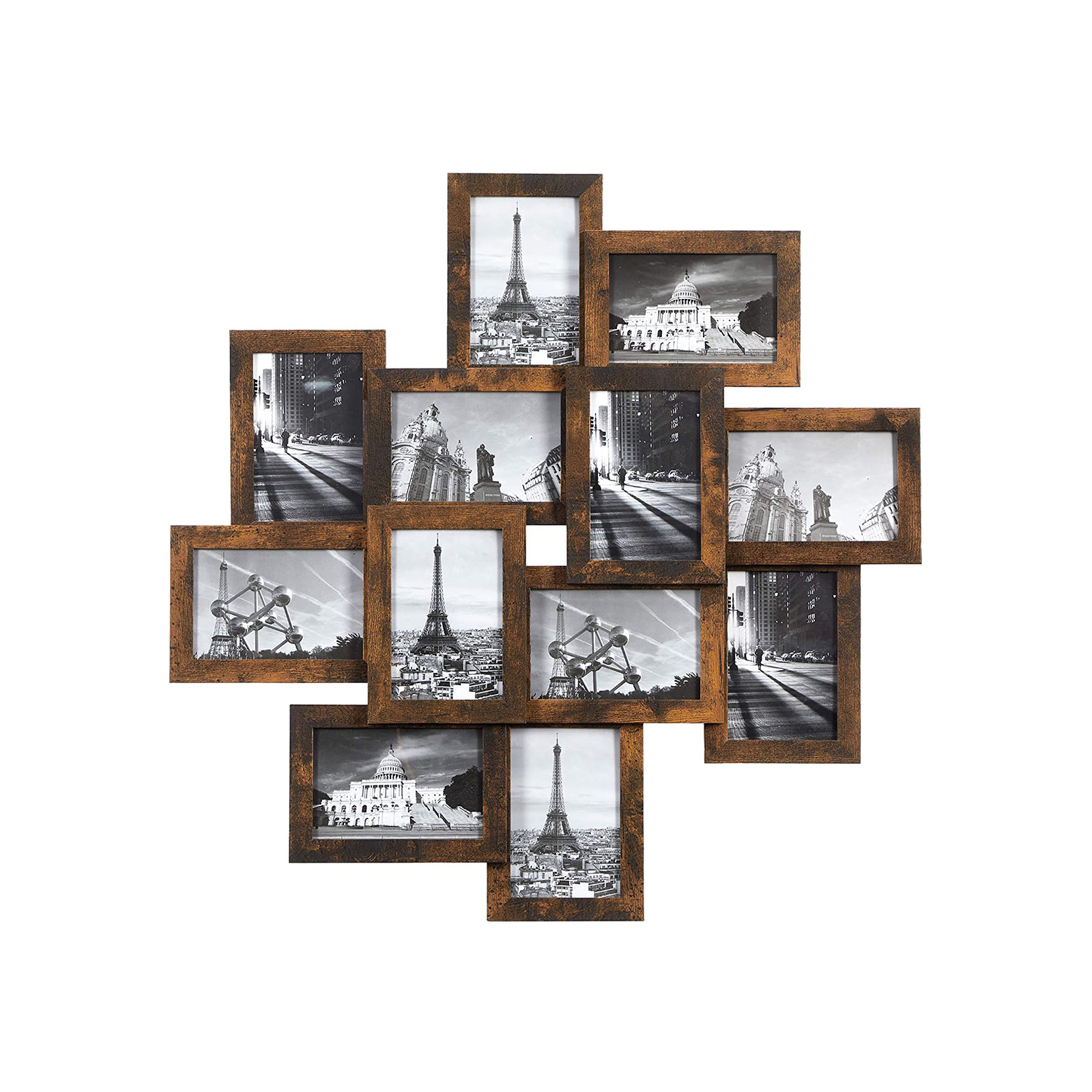 Rustic Brown Collage Picture Frames for 12 Photos SONGMICS