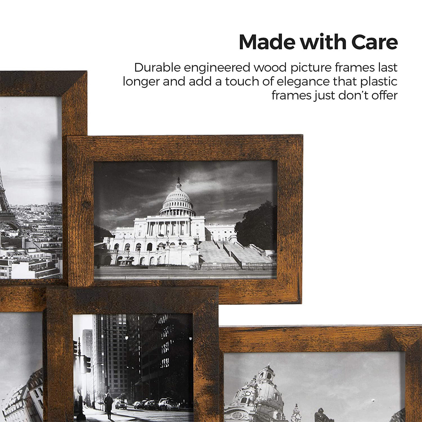 Rustic Brown Collage Picture Frames for 12 Photos SONGMICS