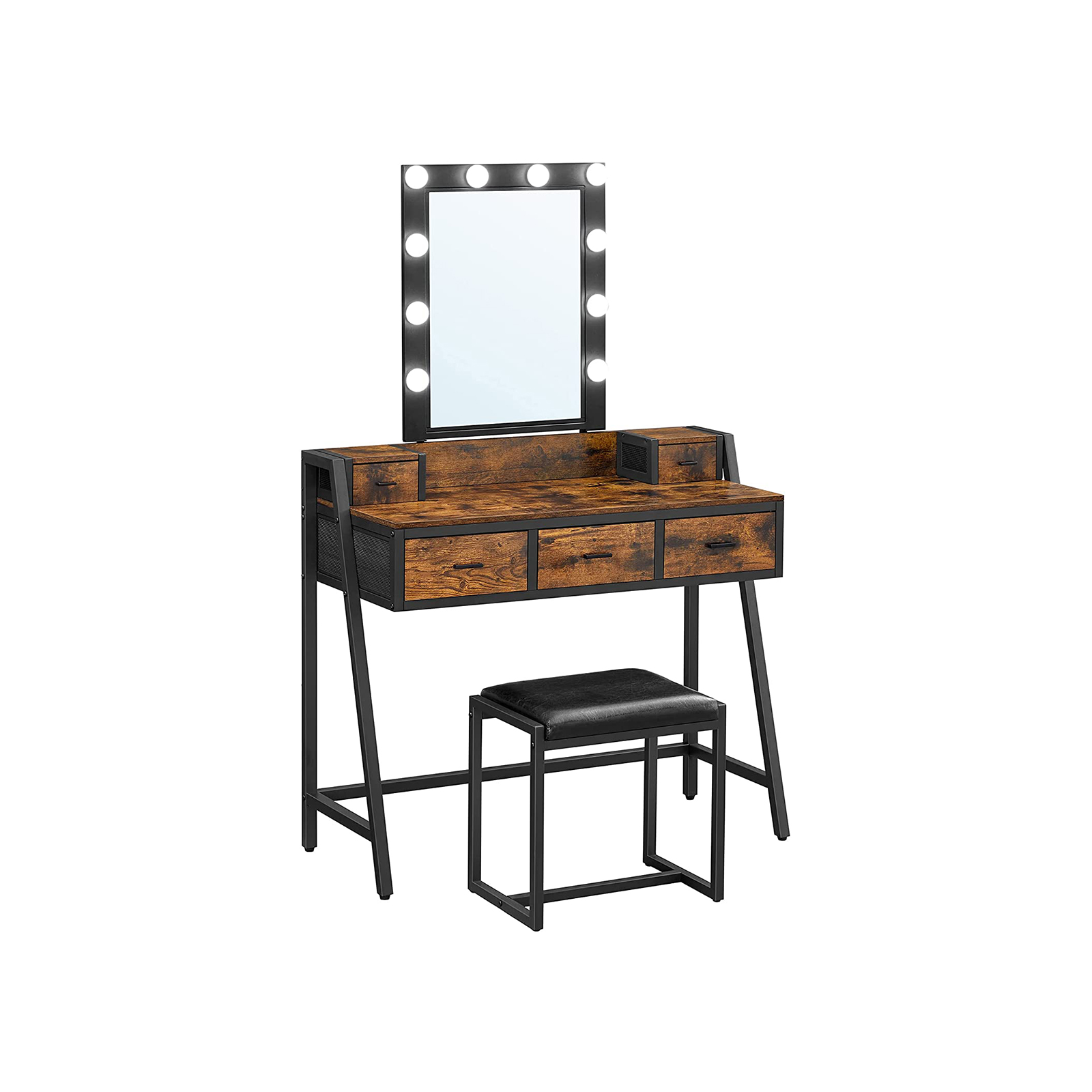 Industrial Makeup Table with LED Lights Home Furniture VASAGLE by