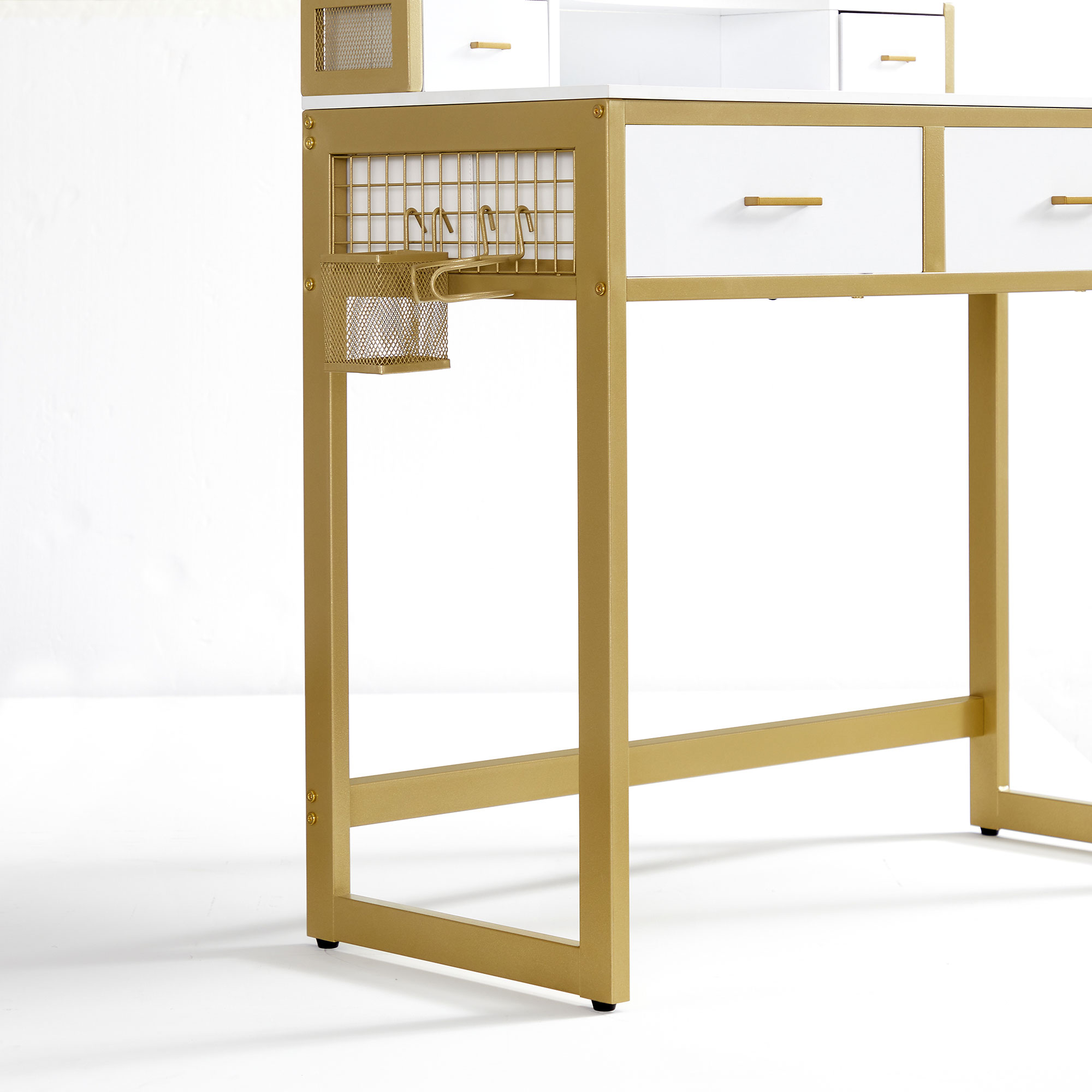 White Small Makeup Table with Lights Home Furniture VASAGLE by SONGMICS