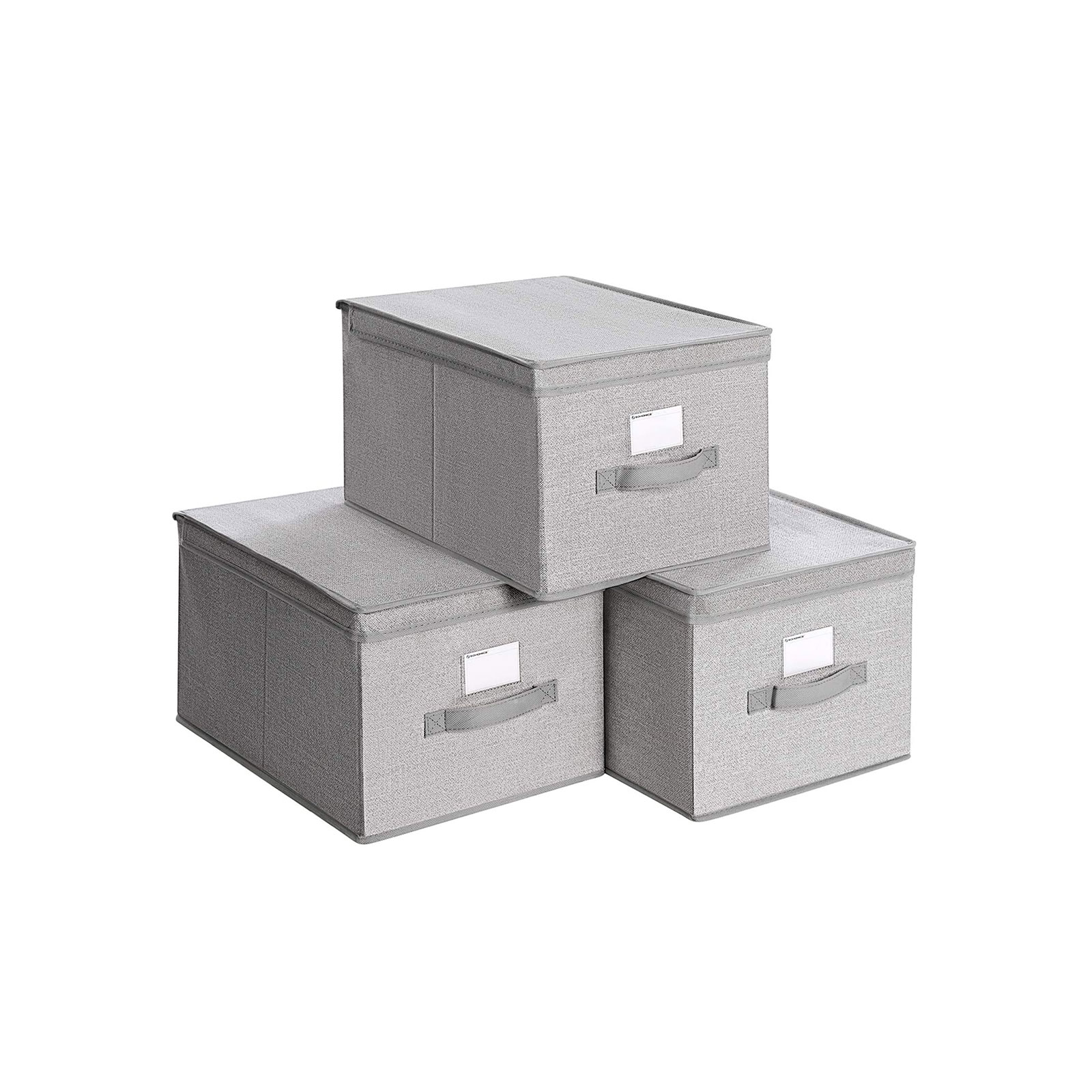 SONGMICS Set of 3 Foldable Storage Boxes with Lids, Fabric Cubes with